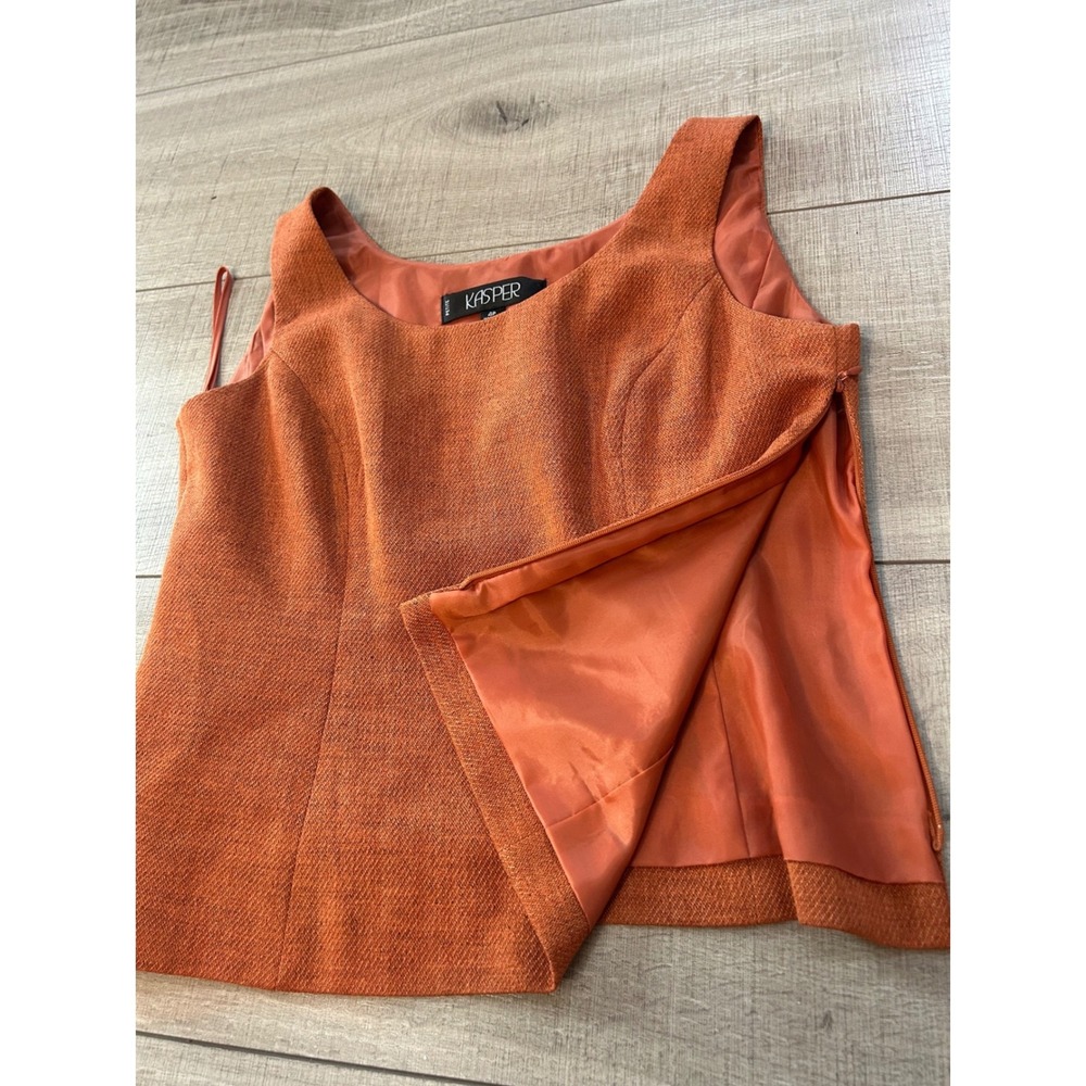 Kasper Petite Burnt Orange Textured Sleeveless Shell Blouse Top Size 4P - Picture 4 of 5